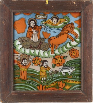 Auction <br>TWO REVERSE PAINTINGS ON GLASS: DEISIS AND THE PROPHET ELIJAH