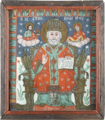 Picture HINTERGLAS-IKONE MIT DEM HEILIGEN NIKOLAUS