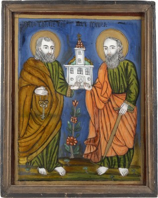 Bild HINTERGLAS-IKONE MIT DEN APOSTELN PETRUS UND PAULUS