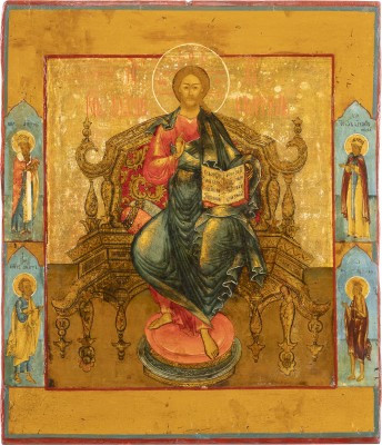 Picture FEINE IKONE MIT DEM THRONENDEN CHRISTUS DEM WELTENHERRSCHER