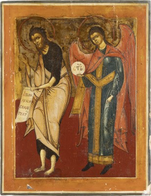 Picture GROSSE IKONE MIT JOHANNES DEM VORLÄUFER UND DEM ERZENGEL MICHAEL AUS EINER DEESIS
