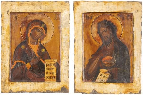 Picture PAAR GROSSE IKONEN MIT DER GOTTESMUTTER UND JOHANNES DEM VORLÄUFER AUS EINER DEESIS