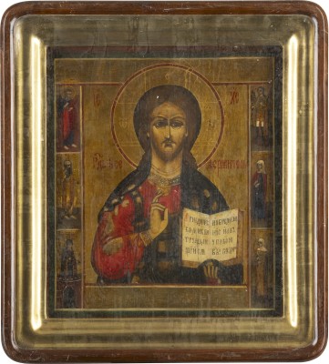 Auction <br>AN ICON SHOWING CHRIST PANTOKRATOR WITHIN KYOT
