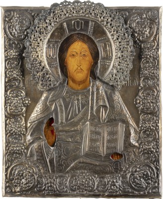 Picture IKONE MIT CHRISTUS PANTOKRATOR MIT OKLAD