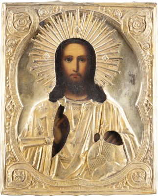 Picture IKONE MIT CHRISTUS DEM WELTENHERRSCHER MIT OKLAD