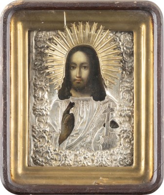 Picture IKONE MIT CHRISTUS DEM WELTENHERRSCHER MIT OKLAD IM KIOT