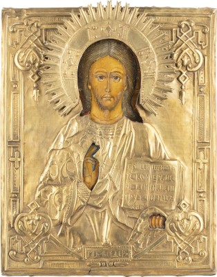 Picture IKONE MIT CHRISTUS PANTOKRATOR MIT OKLAD
