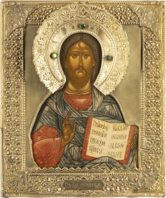 Picture IKONE MIT CHRISTUS PANTOKRATOR MIT RIZA