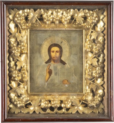 Bild GROSSE IKONE MIT CHRISTUS PANTOKRATOR MIT OKLAD IM KIOT