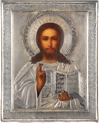 Picture KLEINE IKONE MIT CHRISTUS PANTOKRATOR MIT SILBER-OKLAD