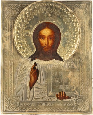 Bild KLEINE IKONE MIT CHRISTUS PANTOKRATOR MIT OKLAD