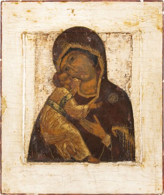 Auktion <br>FEINE IKONE MIT DER GOTTESMUTTER VON WLADIMIR (WLADIMIRSKAJA)