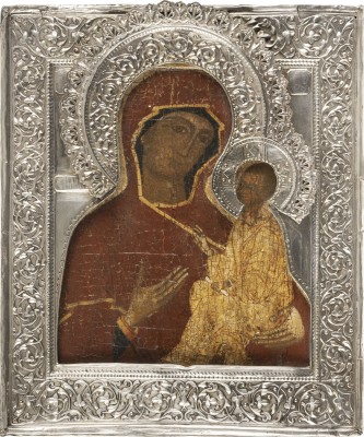 Picture IKONE MIT DER GOTTESMUTTER VON TICHWIN (TICHWINSKAJA) MIT SILBER-RIZA