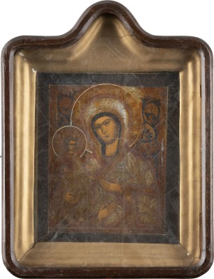 Picture IKONE MIT DER DREIHÄNDIGEN GOTTESMUTTER (TRICHEIROUSA) IM KIOT