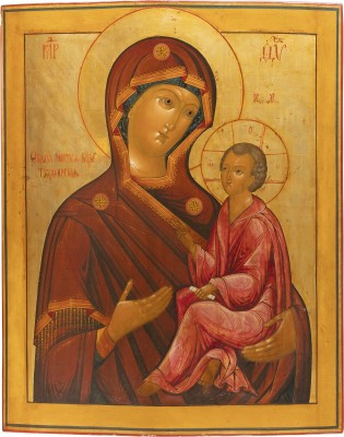 Picture MONUMENTALE IKONE MIT DER GOTTESMUTTER VON TICHWIN (TICHWINSKAJA) AUS EINER KIRCHEN-IKONOSTASE