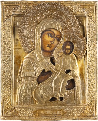 Bild KLEINE IKONE MIT DER GOTTESMUTTER VON SMOLENSK (SMOLENSKAJA) MIT OKLAD