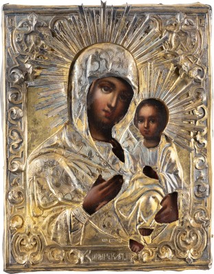 Picture KLEINE IKONE MIT DER GOTTESMUTTER 'IWERSKAJA' MIT VERMEIL-OKLAD