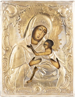 Picture IKONE MIT DER GOTTESMUTTER 'OVSEPETAJA' (DIE ALLGEPRIESENE) MIT OKLAD