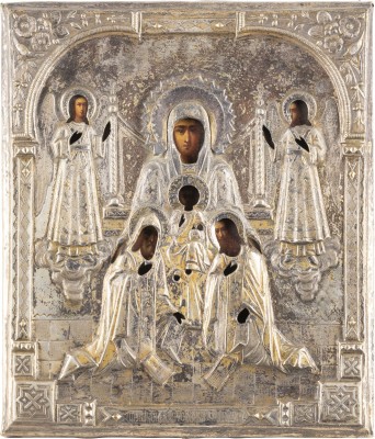 Picture IKONE MIT DER GOTTESMUTTER PETSCHERSKAJA (VOM KIEWER HÖHLENKLOSTER) MIT OKLAD