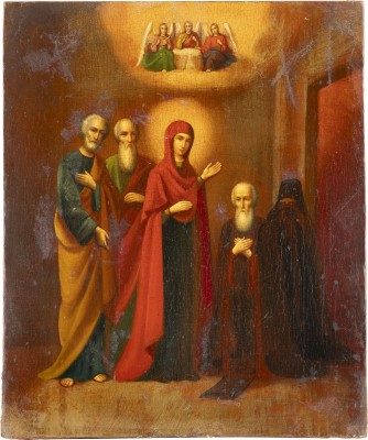 Picture KLEINE IKONE MIT DEM ERSCHEINEN DER GOTTESMUTTER VOR DEM HEILIGEN SERGEJ VON RADONESCH