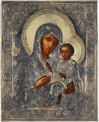 Bild IKONE MIT DER GOTTESMUTTER VON TICHWIN (TICHWINSKAJA) MIT VERMEIL-OKLAD