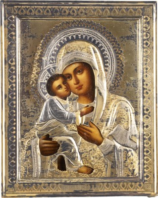 Picture KLEINE IKONE MIT DER GOTTESMUTTER VON WLADIMIR (WLADIMIRSKAJA) MIT VERMEIL-OKLAD