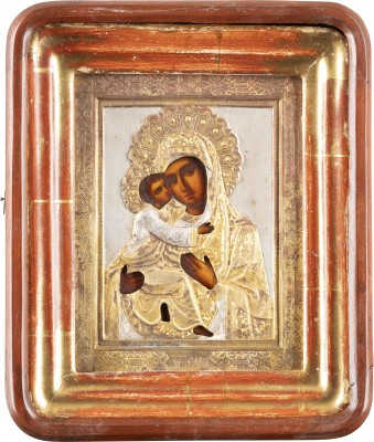 Picture IKONE MIT DER GOTTESMUTTER VON WLADIMIR (WLADIMIRSKAJA) MIT OKLAD IM KIOT