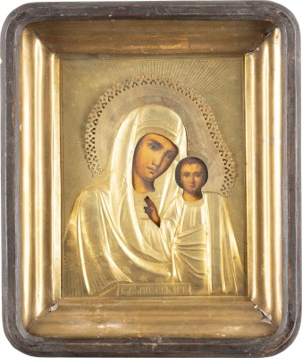 Picture IKONE MIT DER GOTTESMUTTER VON KASAN (KASANSKAJA) MIT OKLAD IM KIOT