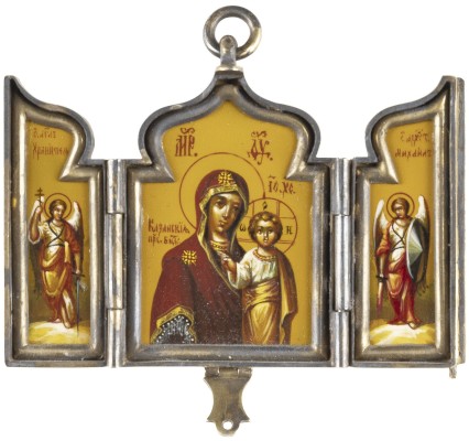 Picture MINIATUR-TRIPTYCHON MIT DER GOTTESMUTTER VON KASAN UND DEN ERZENGELN MICHAEL UND GABRIEL