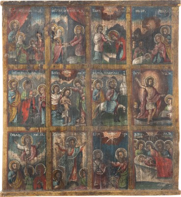 Bild GROSSE IKONE MIT DEN ZWÖLF HOCHFESTEN DES ORTHODOXEN KIRCHENJAHRES