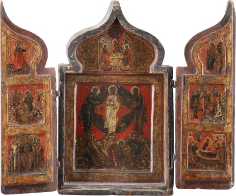 Bild FEINES TRIPTYCHON MIT DER VERKLÄRUNG CHRISTI UND HOCHFESTEN DES ORTHODOXEN KIRCHENJAHRES