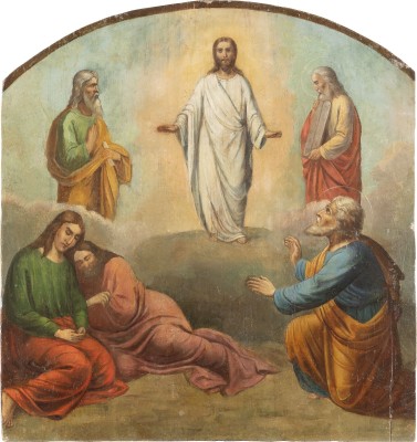 Bild GROSSFORMATIGE IKONE MIT DER VERKLÄRUNG CHRISTI AUS EINER KIRCHEN-IKONOSTASE