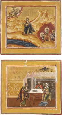 Bild ZWEI KLEINE IKONEN: CHRISTUS AM ÖLBERG UND JUDAS, DER DIE SILBERLINGE EMPFÄNGT