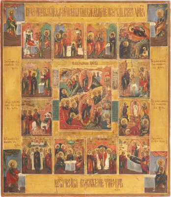 Picture FESTTAGSIKONE MIT ZWÖLF HOCHFESTEN UND DEN VIER EVANGELISTEN