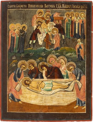 Picture GROSSE IKONE MIT DER KREUZABNAHME UND GRABLEGUNG CHRISTI