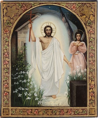 Auction <br>AN ICON SHOWING THE RESURRECTION OF CHRIST AFTER A PAINTING BY MIKHAIL NESTEROV