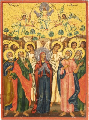 Auction <br>A DATED ICON SHOWING THE ASCENSION OF CHRIST