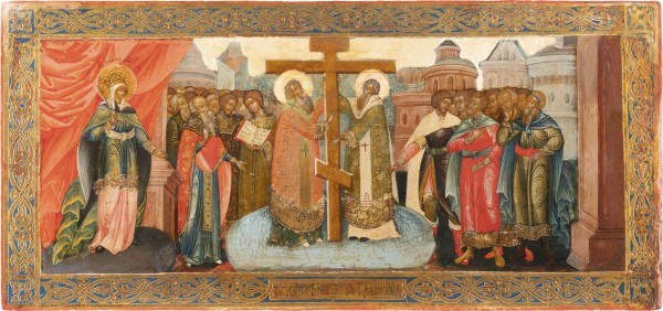 Picture MONUMENTALE IKONE MIT DER ERHÖHUNG DES WAHREN KREUZES AUS EINER KIRCHEN-IKONOSTASE