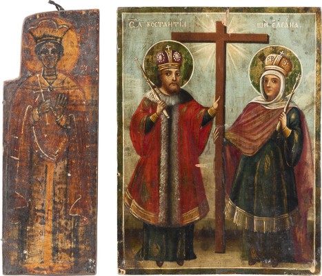 Picture KLEINE IKONE MIT DEN HEILIGEN KONSTANTIN UND HELENA UND FLÜGEL EINES TRIPTYCHONS