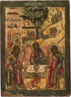 Auction <br>A DONATION OF TSAR FYODOR III ALEKSEEVICH: A HIGHLY IMPORTANT AND MONUMENTAL ICON SHOWING