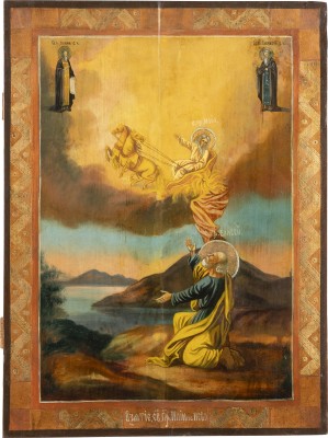 Picture GROSSFORMATIGE IKONE MIT DER FEURIGEN HIMMELFAHRT DES PROPHETEN ELIAS