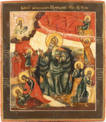 Picture IKONE MIT DEM PROPHETEN ELIAS, SEINEM LEBEN IN DER WÜSTE UND SEINER FEURIGEN HIMMELFAHRT