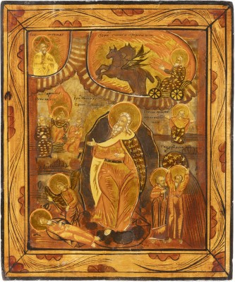 Picture IKONE MIT DEM PROPHETEN ELIAS MIT SZENEN AUS SEINEM LEBEN UND SEINER FEURIGEN HIMMELFAHRT