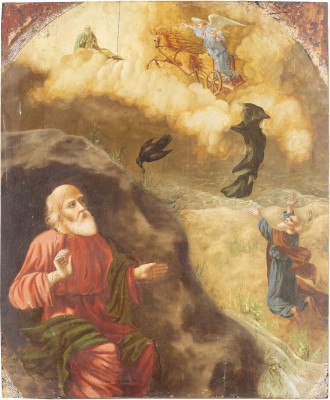 Picture GROSSFORMATIGE IKONE MIT DEM PROPHETEN ELIAS UND SEINER HIMMELFAHRT
