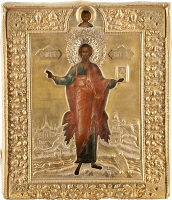 Auction <br>A VERY FINE ICON SHOWING MATTHEW THE APOSTLE AND EVANGELIST WITH RIZA