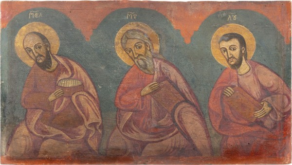 Bild GROSSE IKONE MIT DEM APOSTEL PAULUS UND DEN EVANGELISTEN MATTHÄUS UND LUKAS AUS EINER KIRCHEN-IKONOSTASE