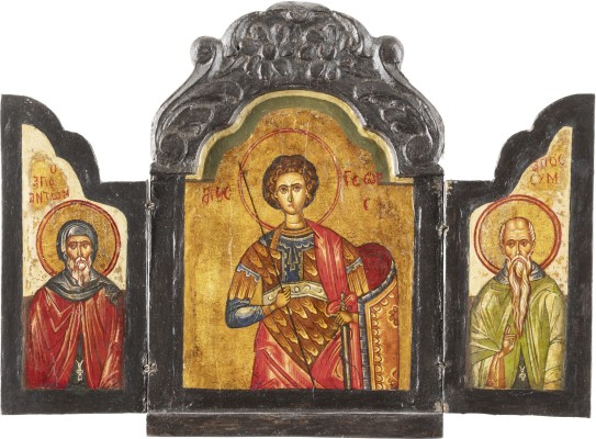 Picture TRIPTYCHON MIT DEM HEILIGEN GEORG UND ZWEI HEILIGEN