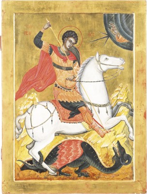 Picture GROSSFORMATIGE IKONE MIT DEM HEILIGEN GEORG DEM DRACHENTÖTER