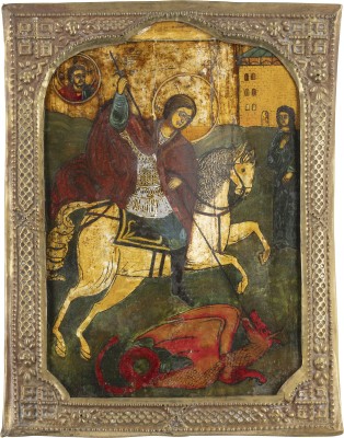 Picture KLEINE IKONE MIT DEM HEILIGEN GEORG DEM DRACHENTÖTER MIT BASMA