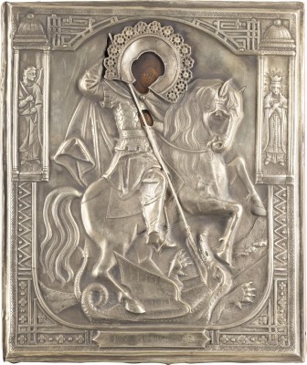 Picture IKONE MIT DEM HEILIGEN GEORG DEM DRACHENTÖTER MIT OKLAD